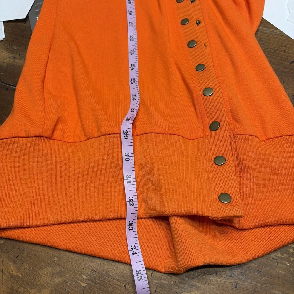 Brand New With Tag Retro Long Cheerful Orange Cardigan Size M Metal Snaps - Picture 7 of 7